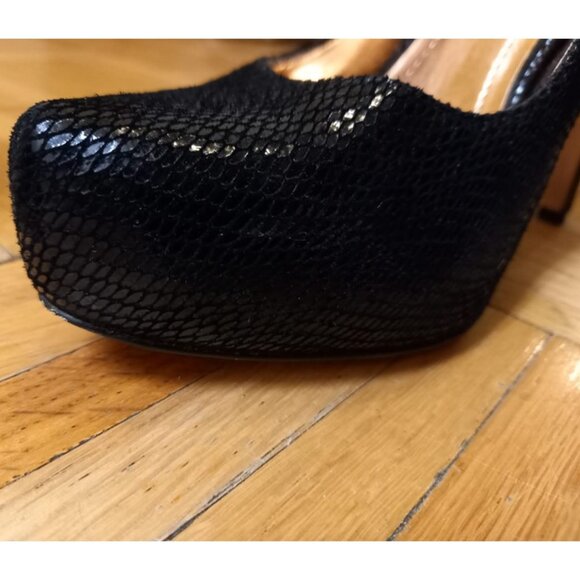 BCBGeneration Parade Platform Pump black leather stilettos, size 8 / 38 - Picture 12 of 15